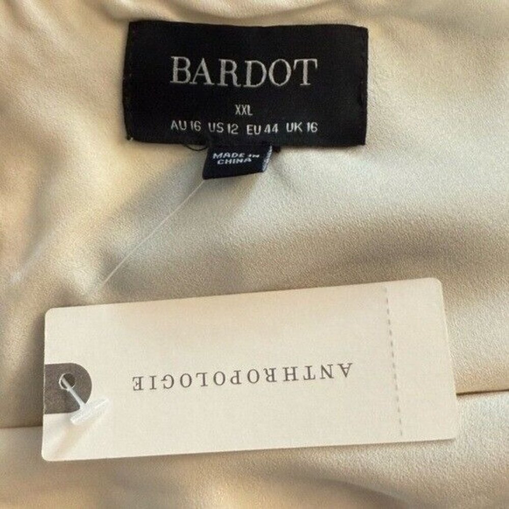 ANTHROPOLOGIE Bardot Citron Halter Midi Dress Black Ivory NEW - Picture 6 of 9